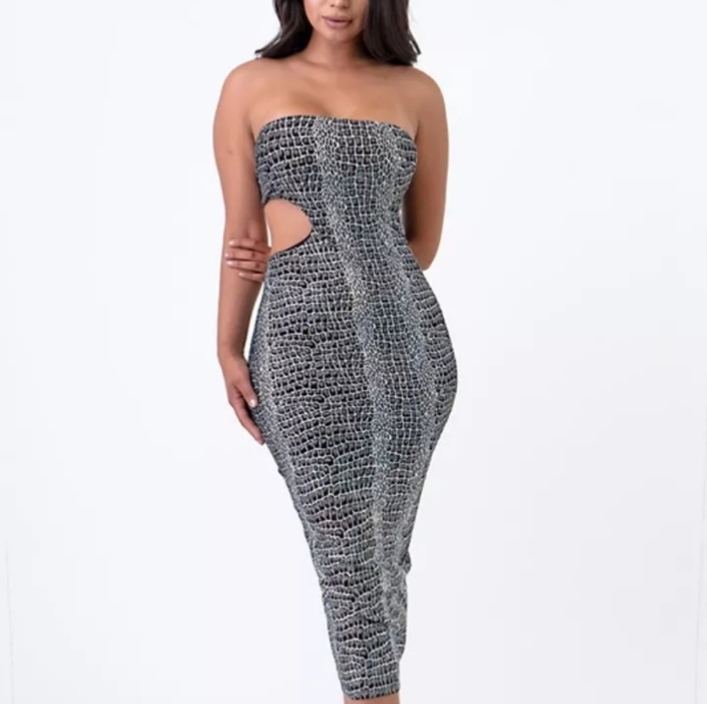 Alligator strapless dress